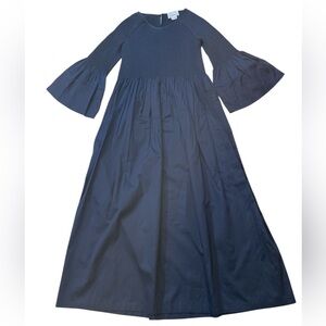 M. Patmos Stella Navy Smocked Midi Dress
